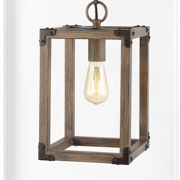 Magnolia 8.13" Adjustable Iron Rustic Farmhouse LED Pendant - JONATHAN Y